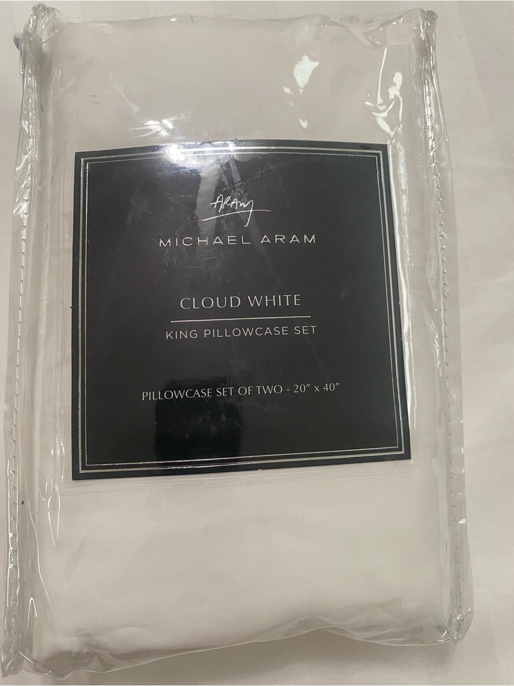 Michael Aram Cloud White 
300-Thread Count Cotton 2-Piece Pillowcase Set, King